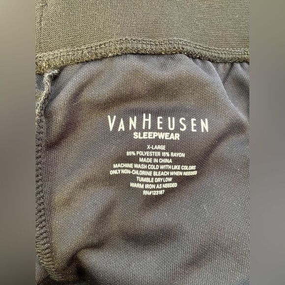 Van Heusen Pajama Pants Gray / Black Trim ButtonFly Adjustable Waist Size XL NWT - Picture 5 of 7